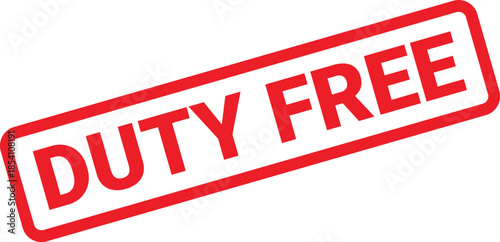 Red Duty Free Stamp on a White Background, Angled Indicating Tax Exemption Status