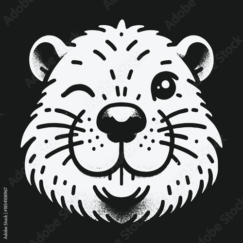 Cute winking otter head cartoon character illustration.