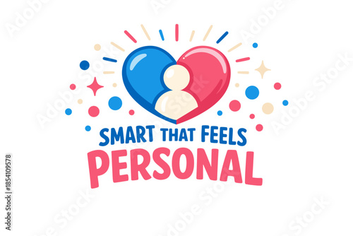 Colorful heart design with interconnected figures and inspirational message