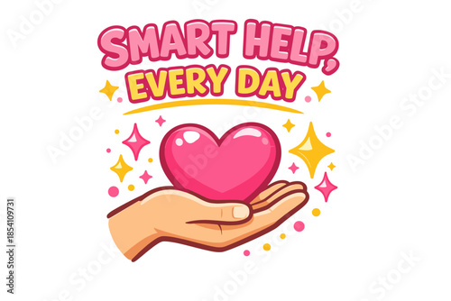 Smart help every day - heart in hand with sparkles