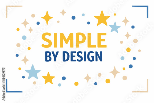Simple by design: colorful stars and dots in minimalist pattern