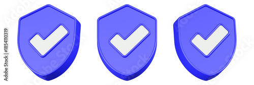 checklist icon 3d render blue shield