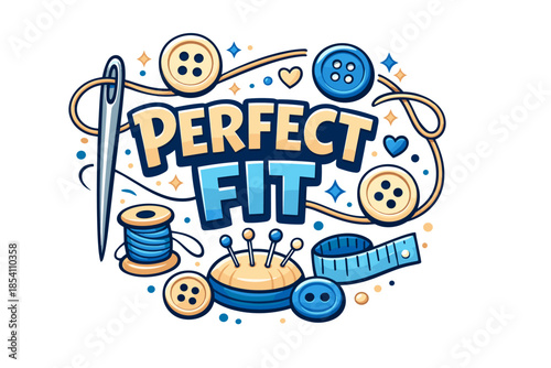 Perfect fit: sewing essentials with needle, thread, buttons, and measuring tape