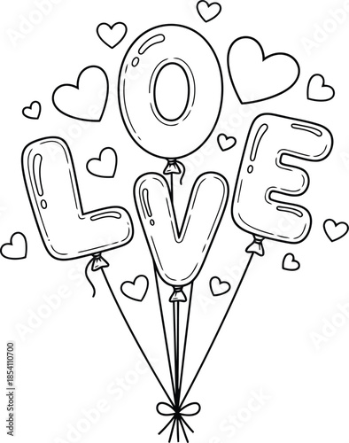 Cute Love Balloons with Hearts for Valentine's Day Celebrations