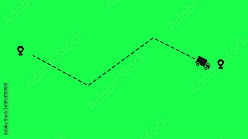 Car route green screen animation. The car hovered on the dotted line. Travel around the world | Green Screen
