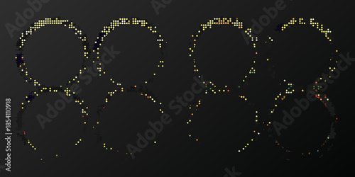 Abstract representation of four interconnected rings made of glowing particles