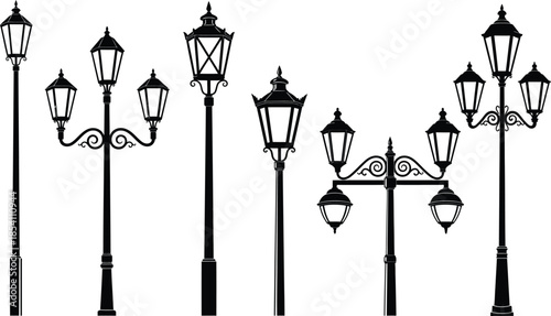 Variety of street lamps and lighting fixtures