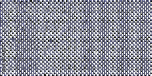 Close up view of a tightly woven blue and white textured fabric pattern