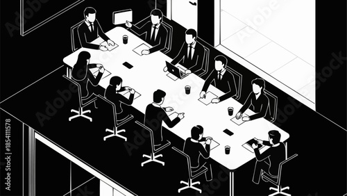 Business Meeting with Professionals at Conference Table.