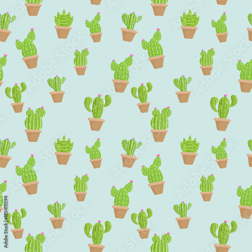 cute cactus seamless pattern decoration element flat design