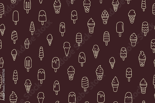  Ice Cream and Popsicle Seamless Vector Pattern