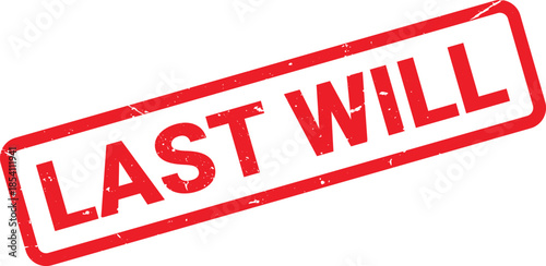 Diagonal Red Last Will Rubber Stamp with Grunge Texture on a White Background