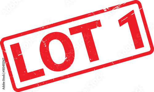 Red Lot 1 Rubber Stamp with Grunge Texture on White Background Design Element