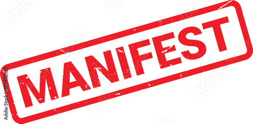 Distressed Red Manifest Stamp Inclined Rectangle with Grunge Effect on White Background for Communication