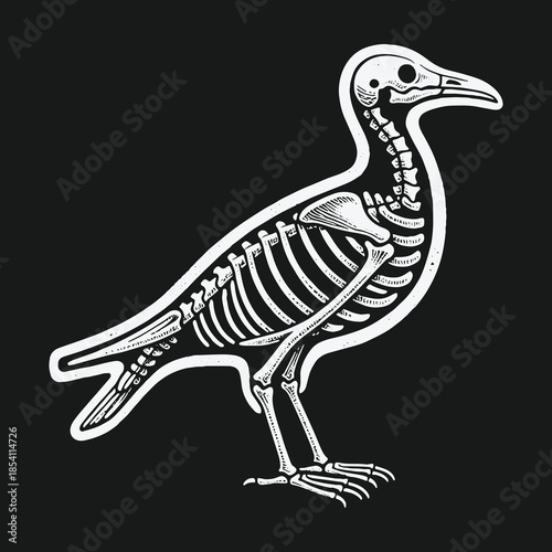 Anatomical vector illustration of a bird skeleton.
