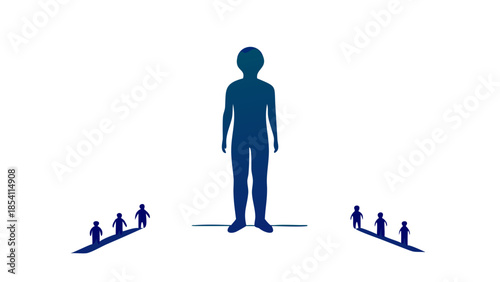 Minimal silhouette of a person standing grounded and still, stability and holistic wellness concept.
