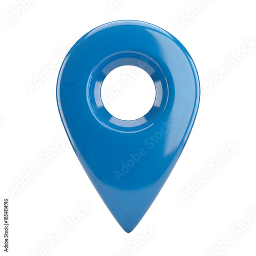 Blue location pin icon on transparent background, GPS symbol, map marker