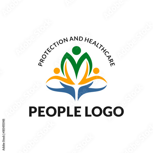 People logo, Protection and Health Care Vector Icon