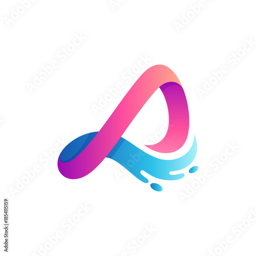 Initial letter A and wave logo design