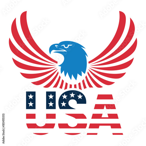 Eagle Usa Flag Vector Illustration American Patriotic Symbol With Eagle Spreading Wings And Usa Lettering United States Of America Freedom Patriotism 180