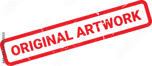 Red Original Distressed Stamp with Rectangular Border on White Background