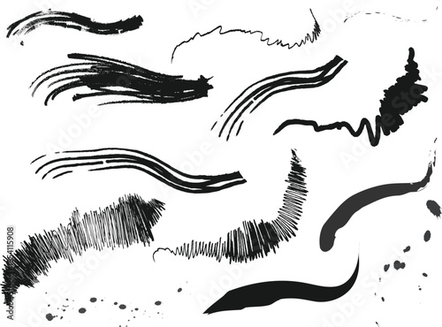 Abstract brush strokes and smudges on white background