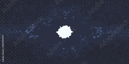 Abstract digital image featuring a bright central form and scattered pixels