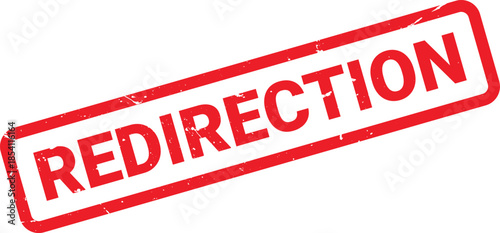 Distressed Red Redirection Stamp on White Background Indicating Website or Link Transfer