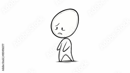 Sad Depressed Person Simple Illustration Art.