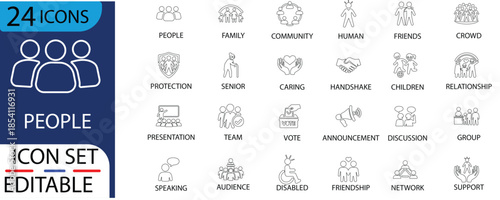 People Profile Icon Set.  Vector Line Icons for Team Management and Account Interface.manager, profile, team, group, user, person, human And more.Outline vector icon collecktion.