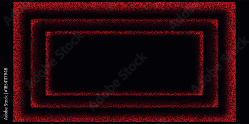 Red halftone frame, glowing rectangle border, pattern with dots, radial disco luxury design element.