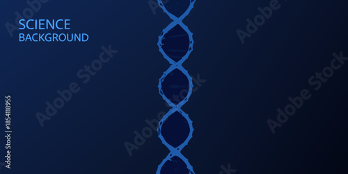 Abstract science background featuring a glowing blue dna double helix structure
