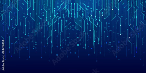Abstract digital background with flowing lines and glowing circuit connections