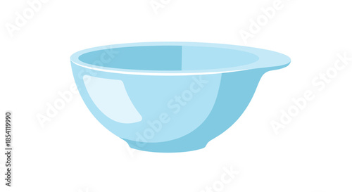 Simple light blue ceramic or plastic bowl with a small handle on one side shown from a side view on a white background.