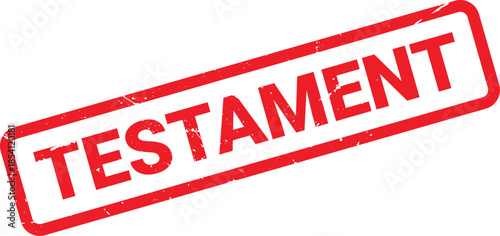Red Testament Stamp Illustration with Textured Effects Isolated on White Background for Legal Documents