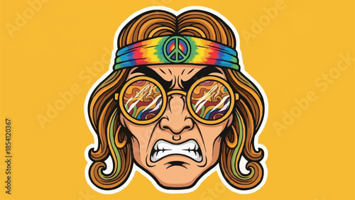 Illustration of a Hippie Character Portrait.