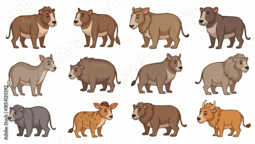 Collection of Various Pig Animal Illustrations.