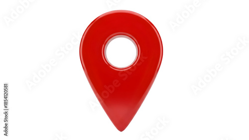 Red map pin icon on transparent background, location marker symbol