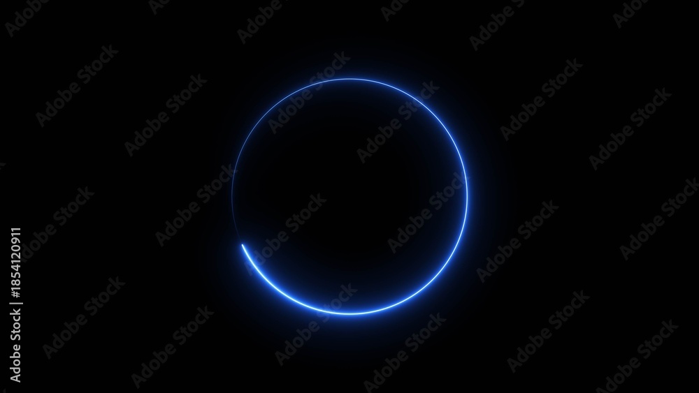 Obraz premium Blue neon circle radio wave icon background retro style illustration background.