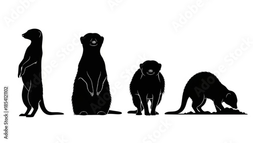 Meerkat Silhouette Vector – Standing, Sitting, Walking, Digging, Minimal Wildlife Illustration