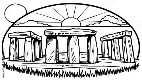 Very beautiful sunset view of Stonehenge, with ancient standing stones silhouetted against a glowing sky, creating a powerful and mysterious prehistoric landscape in the United Kingdom.