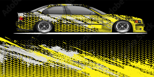 Abstract Car decal design vector. Graphic abstract stripe racing background kit designs for wrap vehicle, race car, rally, adventure and livery