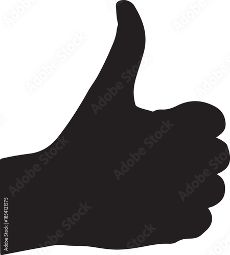 Black Hand Thumbs Up Gesture Silhouette Vector Isolated