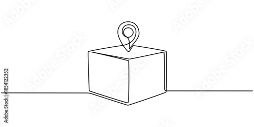 Shipping Box with Location continuous one line drawing