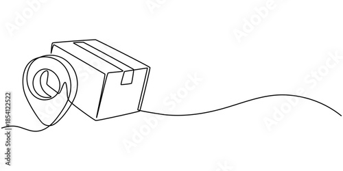 Shipping Box with Location continuous one line drawing