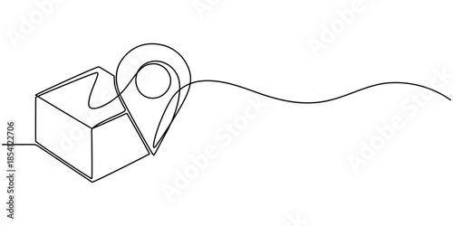 Shipping Box with Location continuous one line drawing