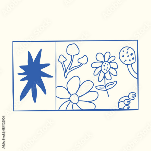 hand drawn nature motif doodle illustration