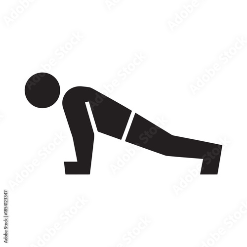 Simple black silhouette of a person performing a push up exercise