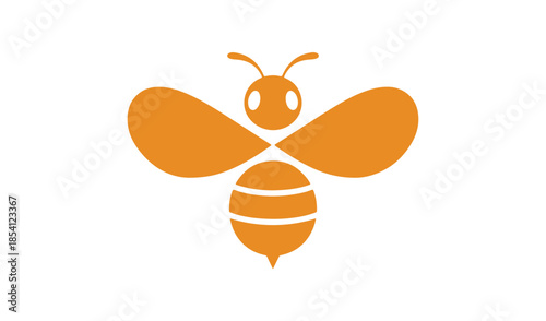 Stylized Orange Honey Bee Icon, Minimalist Insect Vector Illustration for Branding and Logo Design