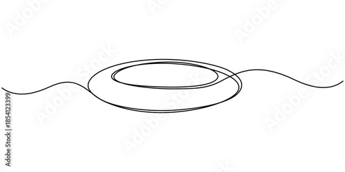 Teal oval sign mockup isolated continuous one line drawing